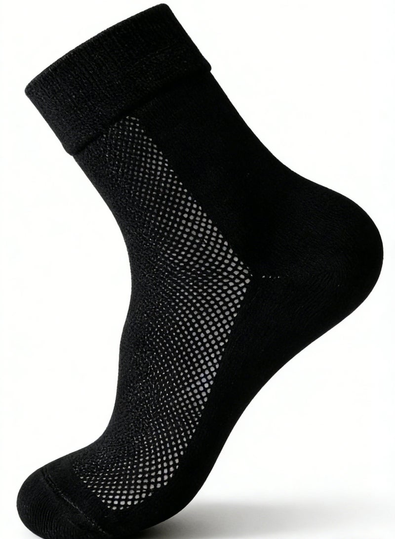 5 Pairs Of Breathable Cotton Socks, Soft Crew Socks For Daily Wear (Black) - Image 4